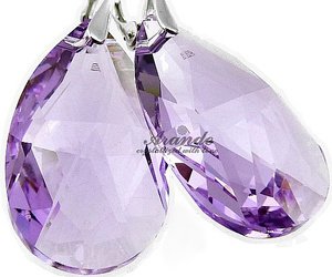 Kryształy Duże Kolczyki+Wisiorek Violet Srebro