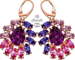 CRYSTALS UNIQUE EARRINGS VIOLET AZURE ROSE GOLD SILVER
