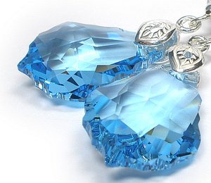 Kryształy piękne długie srebrne kolczyki AQUA