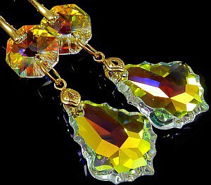 Kryształy długie kolczyki AURORA GOLD ZŁOTE SREBRO