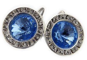 CRYSTALS *SAPPHIRE PARIS RING* EARRINGS STERLING SILVER 925