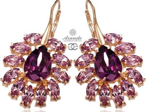 CRYSTALS UNIQUE EARRINGS AMETHYST AZURE ROSE GOLD