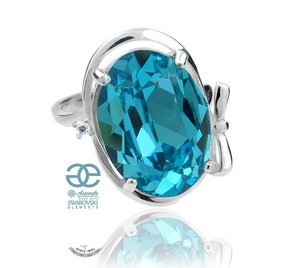 CRYSTALS BEAUTIFUL TURQUOISE RING STERLING SILVER 925