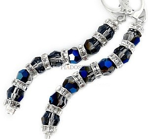 Kryształy Eleganckie Długie Kolczyki Blue Night