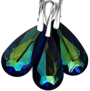 Kryształy piękny komplet SREBRO BB BERMUDA BLUE