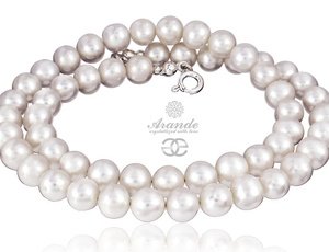 GENUINE WHITE PEARLS NATURAL BEAUTIFUL NECKLACE STERLING SILVER