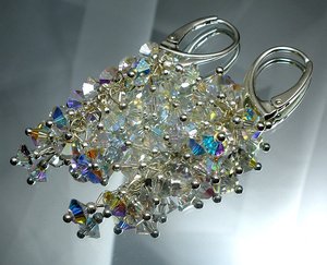 EARRINGS CRYSTALS CRYSTALS WEDDING *AURORA* STERLING SILVER CERTIFICATE