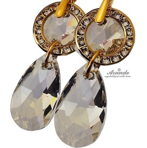 CRYSTALS BEAUTIFUL EARRINGS SILVER GOLD PLATED STERLING SILVER