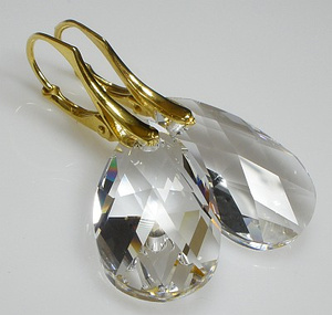 Kryształy Piękne Kolczyki Złocone Crystal 22 mm