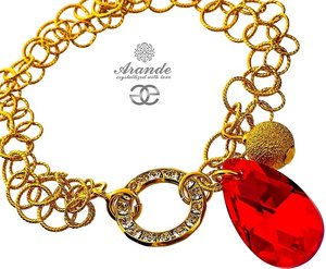 CRYSTALS BEAUTIFUL BRACELET LIGHT SIAM GOLD PLATED STERLING SILVER