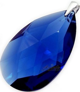 CRYSTALS SPECIAL LARGE PENDANT SAPPHIRE 50 MM STERLING SILVER