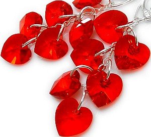 RED HEART EARRINGS CRYSTALS CRYSTALS STERLING SILVER CERTIFICATE