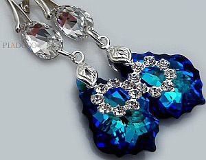 Nowe! Kryształy Unikatowe Kolczyki Blue Orchidea