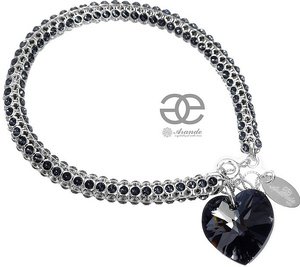 NEW UNIQUE BRACELET CRYSTALS CRYSTALS *NIGHT HEART* SILVER 925 CERTIFICATE