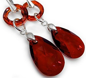 Kryształy Piękne Długie Kolczyki Red Gloss