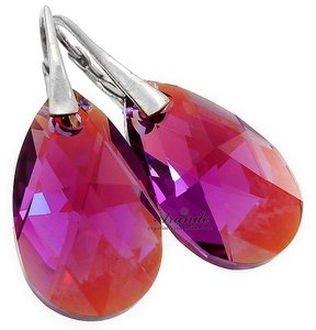 CRYSTALS BEAUTIFUL EARRINGS FUCHSIA STERLING SILVER 925