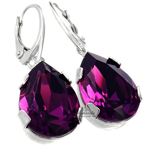 Kryształy Piękne Kolczyki Amethyst Srebro