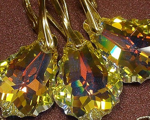 Piękne Kolczyki Kryształy 22mm Złote Srebro