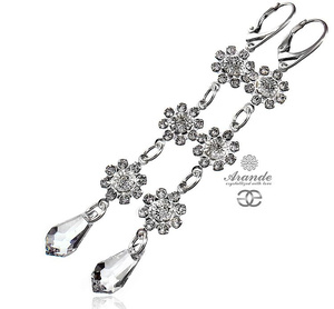 Kryształy Piękne Długie Kolczyki Crystal Feel Long Srebro