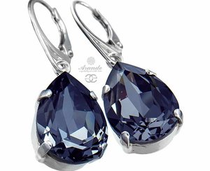 NEW CRYSTALS BEAUTIFUL EARRINGS SILVER NIGHT STERLING SILVER 925