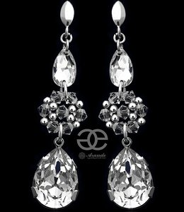 NEW BEAUTIFUL CRYSTALS CRYSTALS WEDDING EARRINGS *CRYSTAL* STERLING SILVER 925