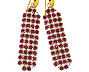 Kryształy Kolczyki Ruby Gold Crystallized  Złote Srebro