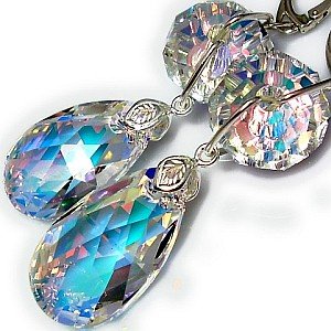 Kryształy piękne długie kolczyki AURORA RING