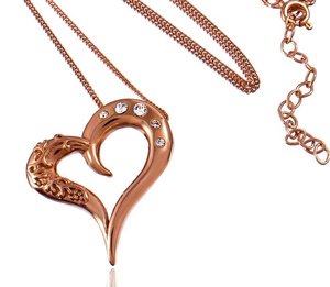 CRYSTALS NECKLACE HEART ROSE GOLD SILVER 925