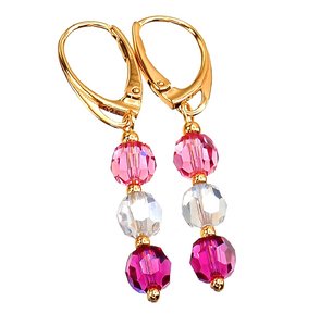Kryształy Przepiękne Kolczyki Crystals Rose Summer Złote Srebro