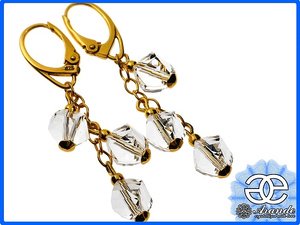 CRYSTALS BEAUTIFUL EARRINGS HELIX GOLD PLATED STERLING SILVER