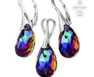 NEW CRYSTALS SPECIAL EARRINGS PENDANT MERIDIAN BLUE STERLING SILVER