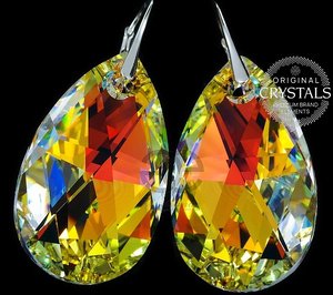 CRYSTALS LARGE EARRINGS AURORA 38MM STERLING SILVER