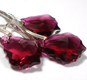 Kryształy Komplet+Łańcuszek Srebro Ruby Promocja