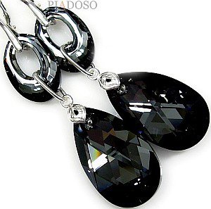 SWAROVSKI UNIKAT kolczyki wisiorek NIGHT BLOSSOM