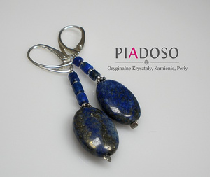 Lapis Lazuli Piękne Kolczyki Srebro