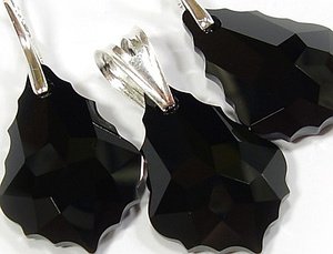 OKAZJA! Kryształy piękny komplet SREBRO 28mm