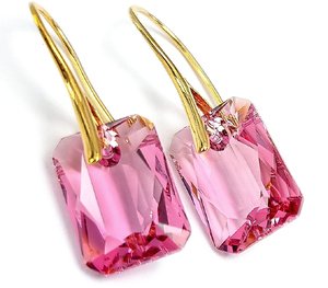 Piękne Kolczyki Kryształy Crystal Classic Rose Gold Złote Srebro Certyfikat
