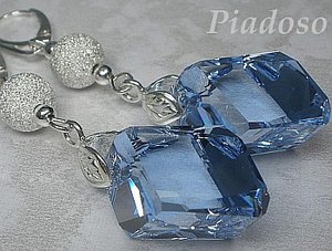 CRYSTALS CRYSTALS *SAPPHIRE CUBIC* LONG EARRINGS STERLING SILVER CERTIFICATE