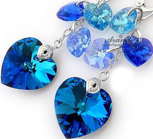 Kryształy Kolczyki Sapphire Blue Srebro Certyfikat