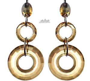 Kryształy Unikat Kolczyki Golden Rings Srebro