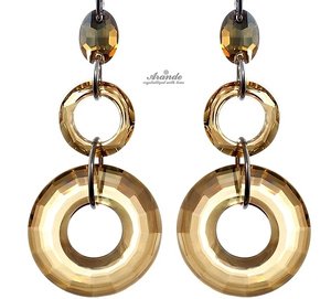 CRYSTALS UNIQUE EARRINGS GOLDEN RINGS STERLING SILVER 925