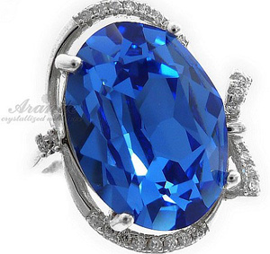 Kryształy Przepiękny Pierścionek Sapphire Rozmiary