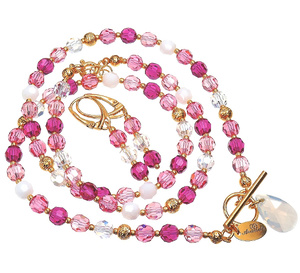 Kryształy Komplet Kolczyki Naszyjnik Bransoletka Crystals Rose Summer Złote Srebro