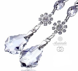 Kryształy piękne długie kolczyki CRYSTAL SREBRO