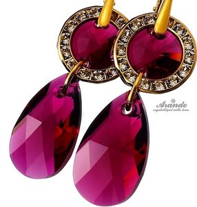 CRYSTALS CRYSTALS EARRINGS *RUBY GOLD* STERLING SILVER 24K GOLD PLATED