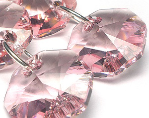Kryształy Piękne Kolczyki Srebro Light Rose