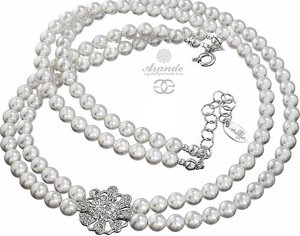 CRYSTALS BEAUTIFUL NECKLACE CRYSTAL FLOW PEARLS STERLING SILVER 925