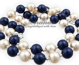 CRYSTALS PEARLS JEWELLERY SET STERLING SILVER NECKLACE BRACELET EARRINGS