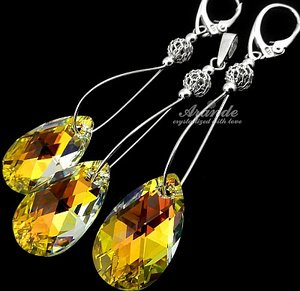 SWAROVSKI długie kolczyki ażurowe SREBRO AB