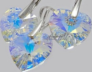 CRYSTALS CRYSTALS AURORA HEART JEWELLERY SET+CHAIN STERLING SILVER CERTIFICATE